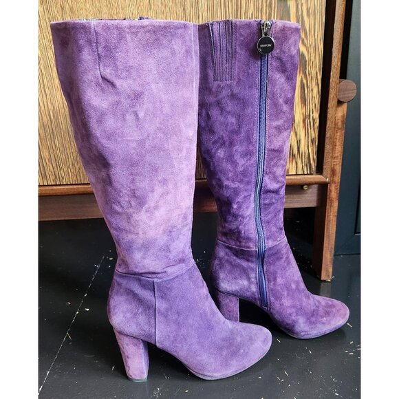 Women's "Respira" Purple Breathable Italian patent Goat Suede boots 38.5 Euro - Picture 2 of 6